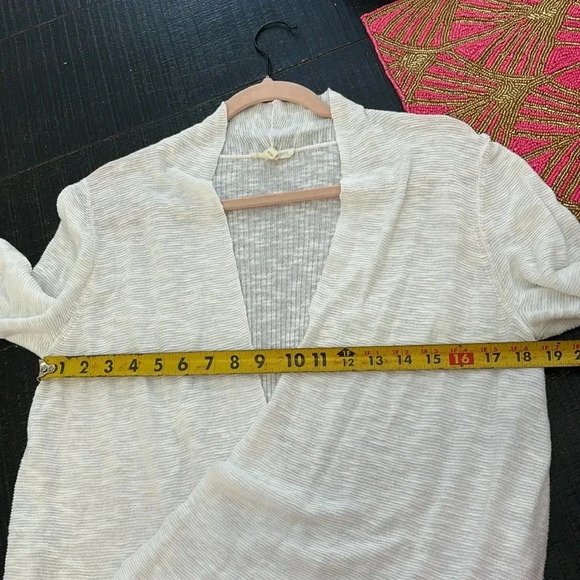 Eileen Fisher Linen Cotton Blend Open Front Cardigan in white size Medium - Picture 5 of 6